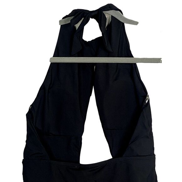NWT Helen Owen Byblos Cutout Halter Tie Cheeky High Cut One Piece Swim M Black - Picture 6 of 14